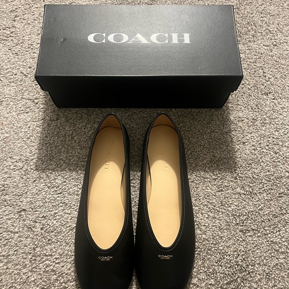 NWT Coach Black Leather Houston Women’s Ballet Flats Size 9.5 - Picture 3 of 5